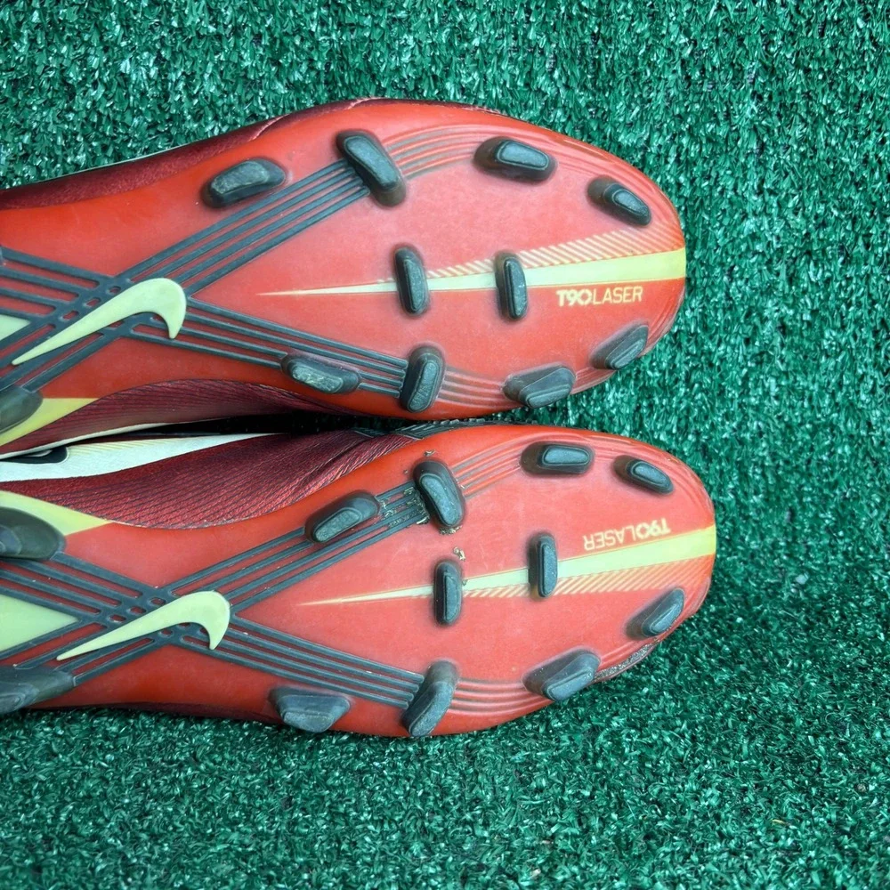 Nike T90 Laser IV FG Kanga-Lite Football Soccer Cleats Boots Red Black Mens Sz 9